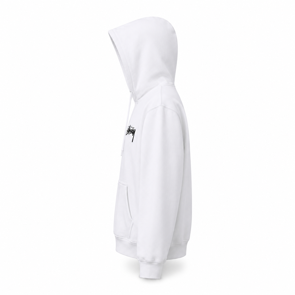 Stussy No.8 Ball Style White Hoodie