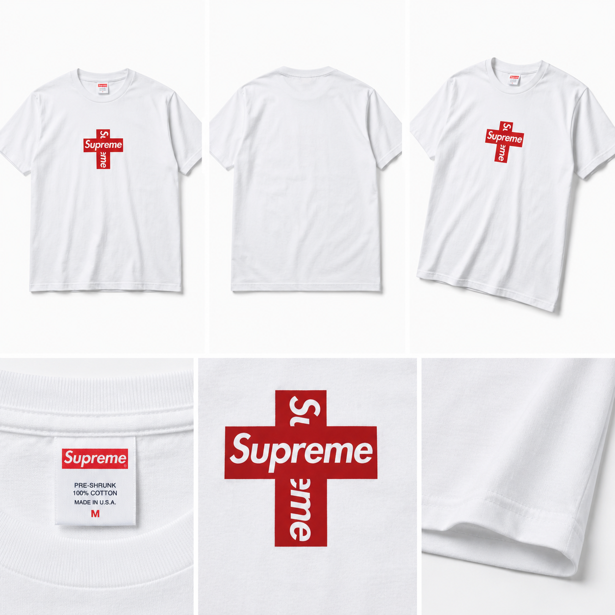 Supreme Cross Trend Brand White T-shirt