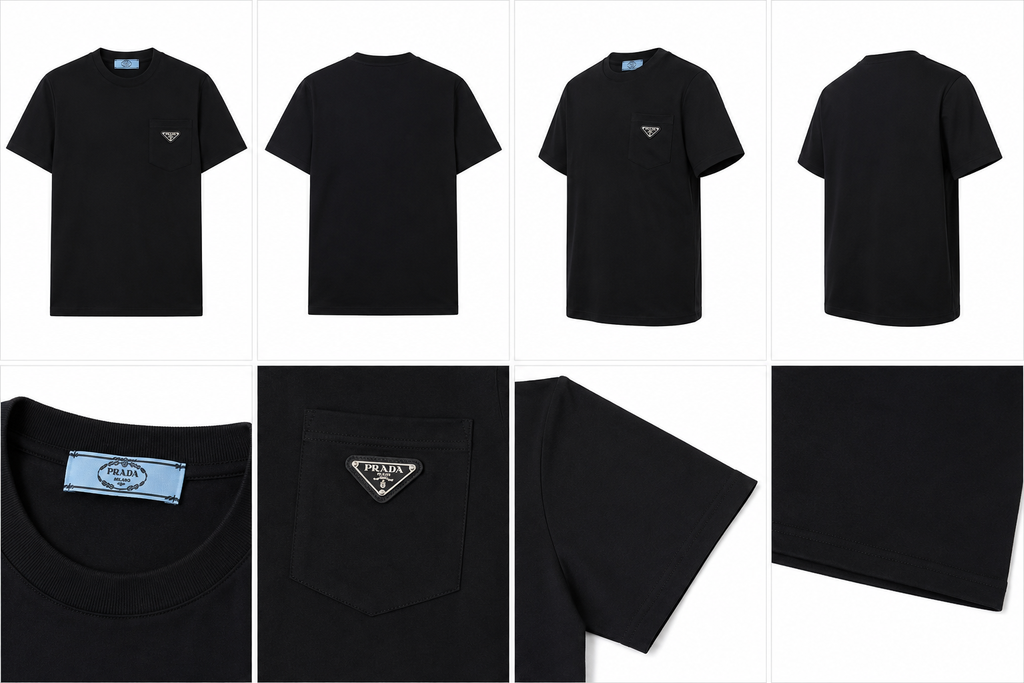 Prada Triangle Logo Minimalist Style Black Short-sleeve T-shirt