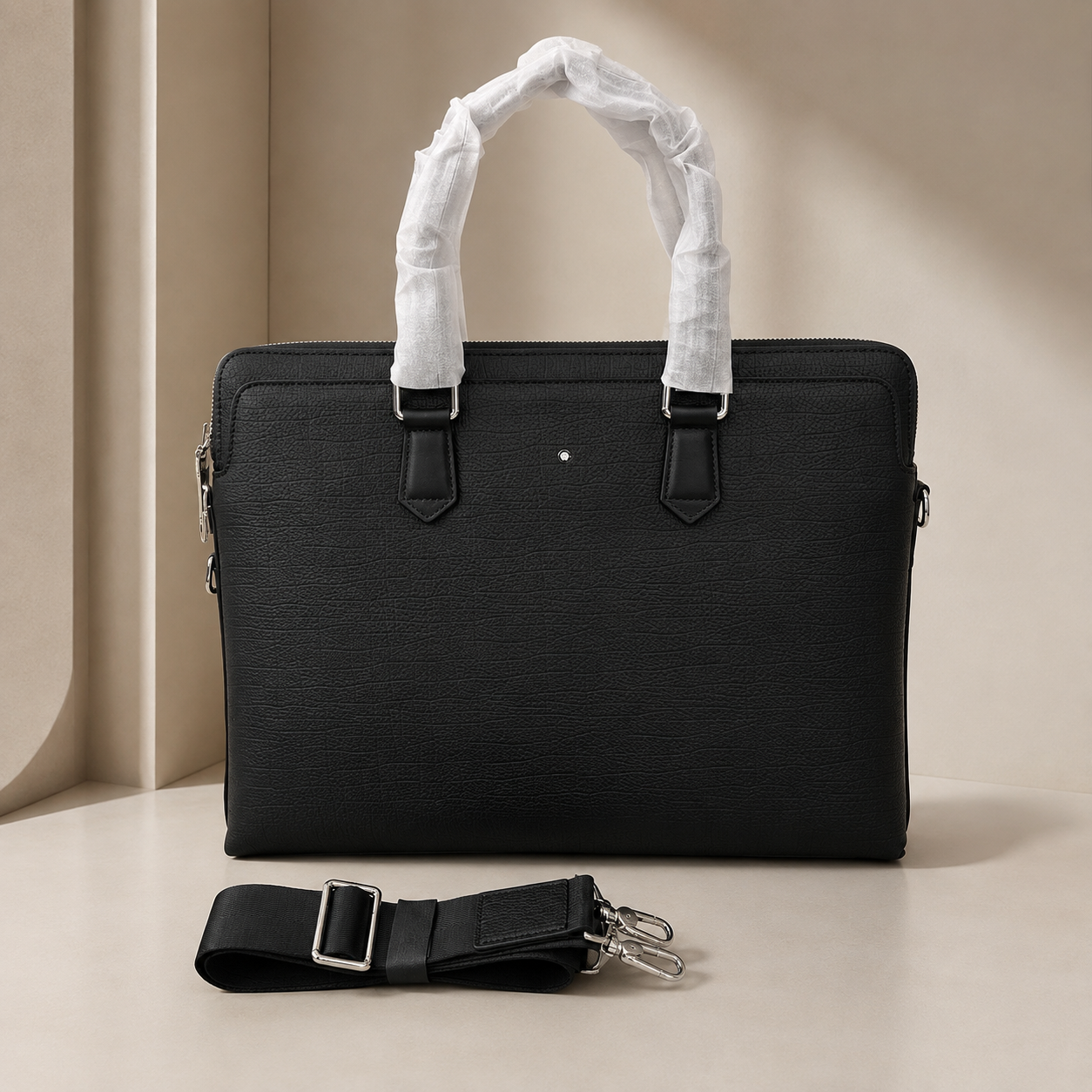 Montblanc Briefcase bag Black Textured Business Shoulder