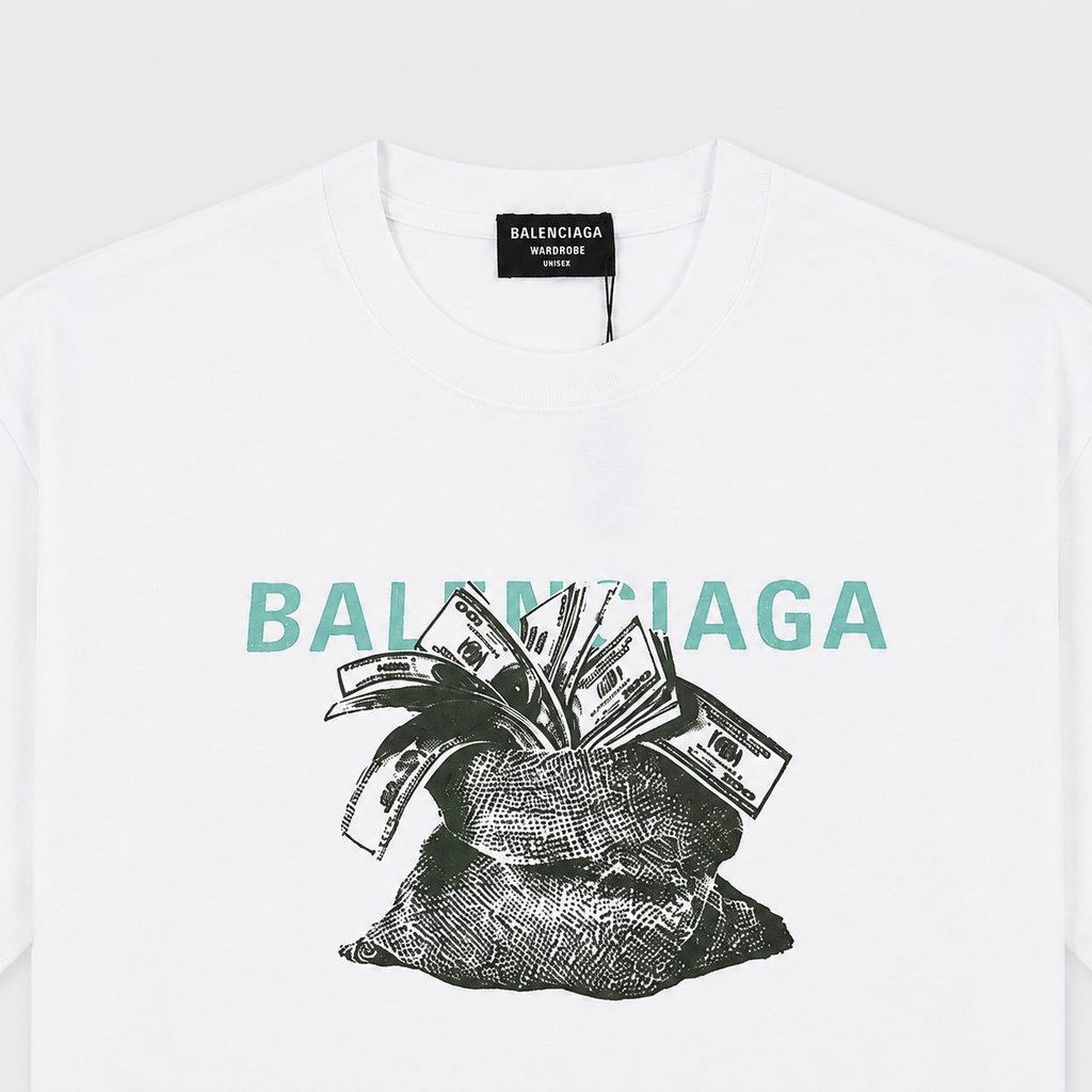 Balenciaga Money Bag Print White T-shirt