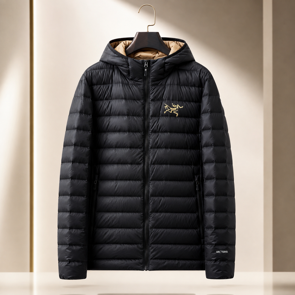 Arc'teryx lightweight trendy black down jacket