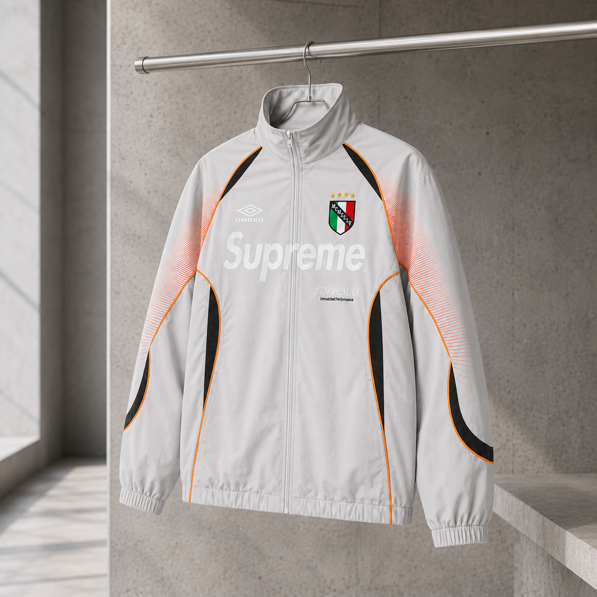 Supreme White Peach Hooded Track Jacket