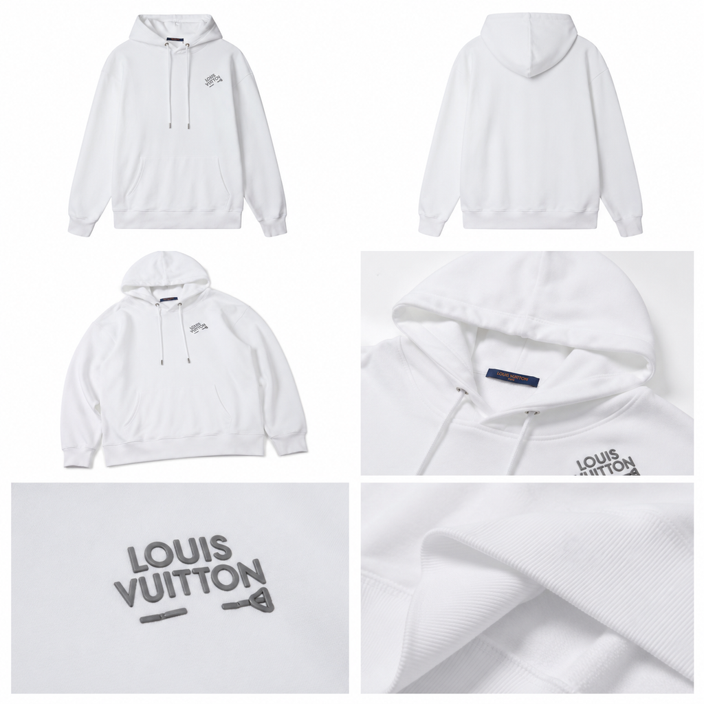Louis Vuitton minimalist style white hoodie