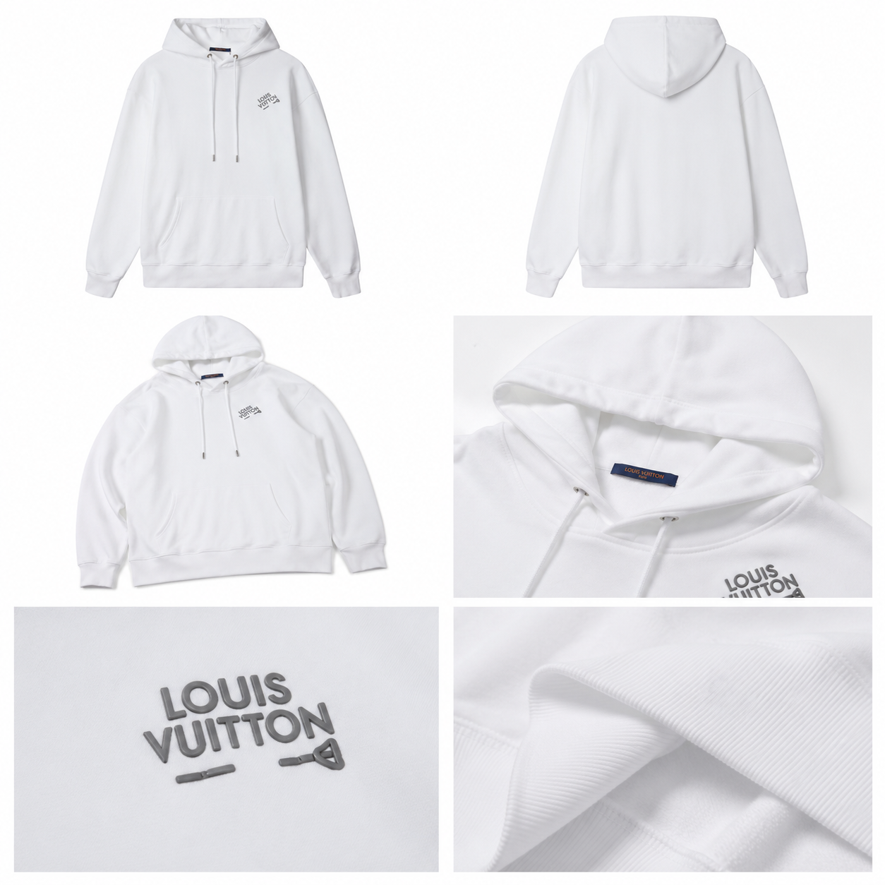 Louis Vuitton minimalist style white hoodie