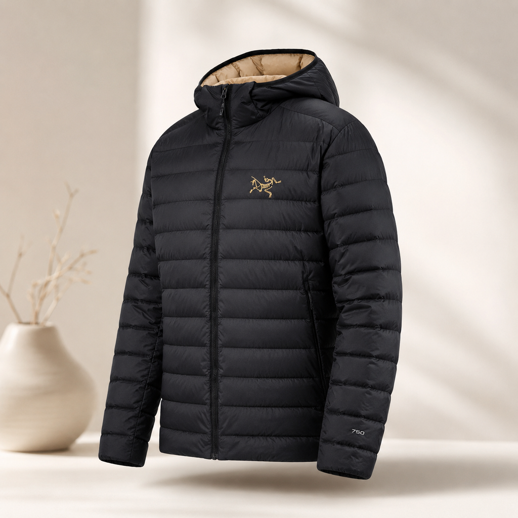 Arc'teryx lightweight trendy black down jacket