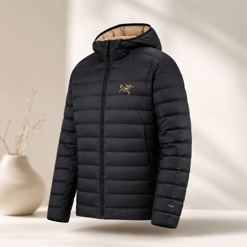 Arc'teryx lightweight trendy black down jacket