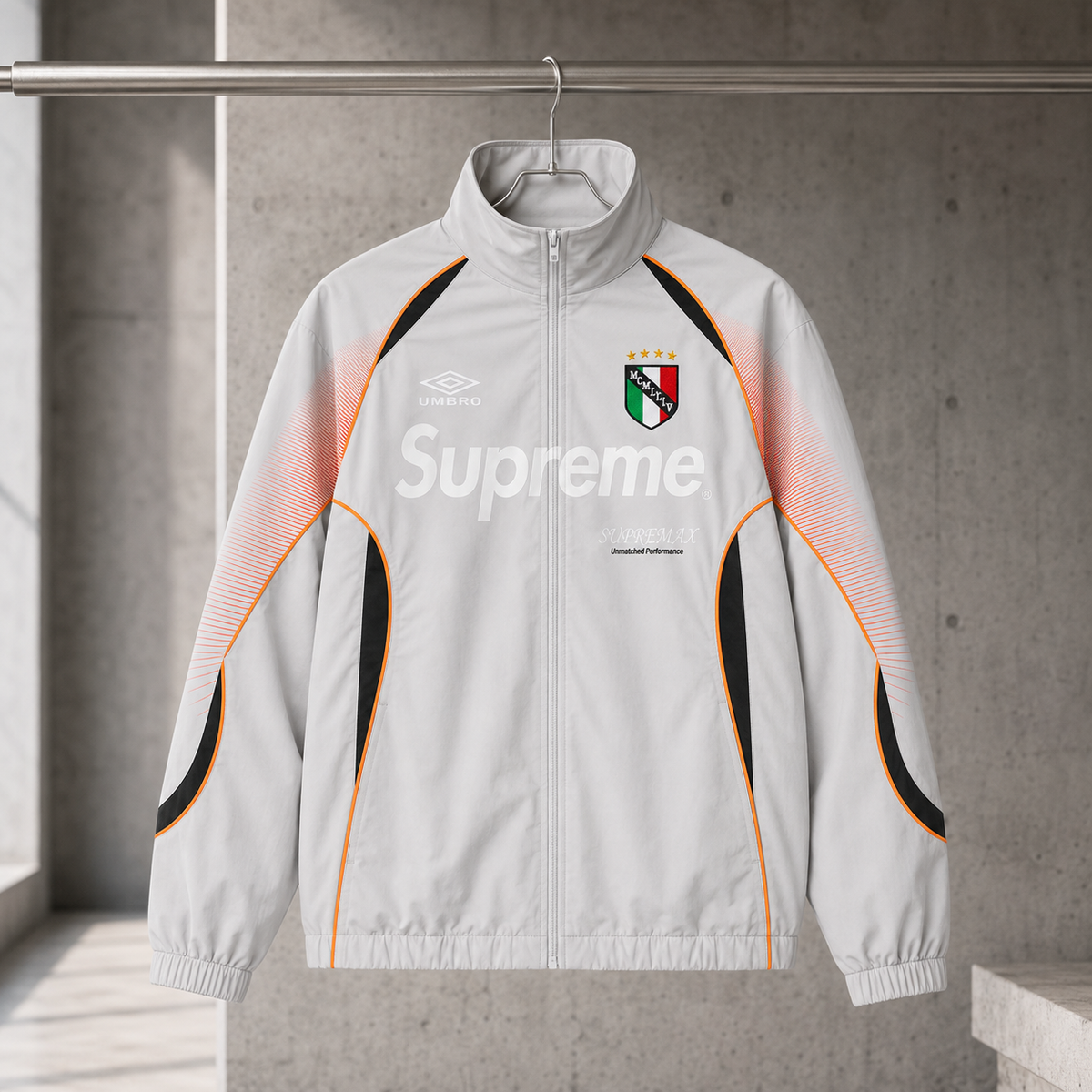 Supreme White Peach Hooded Track Jacket