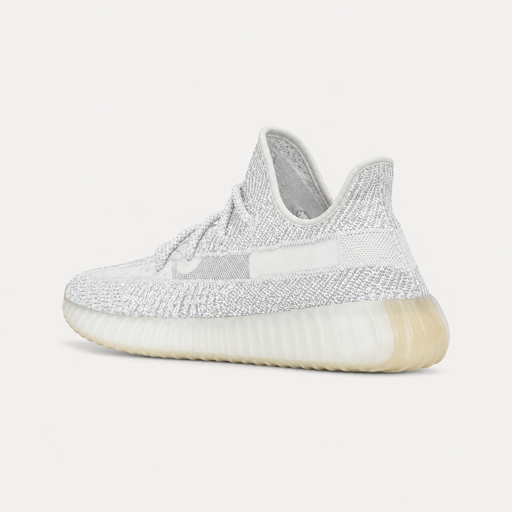 Yeezy 350 minimalist style white shoes