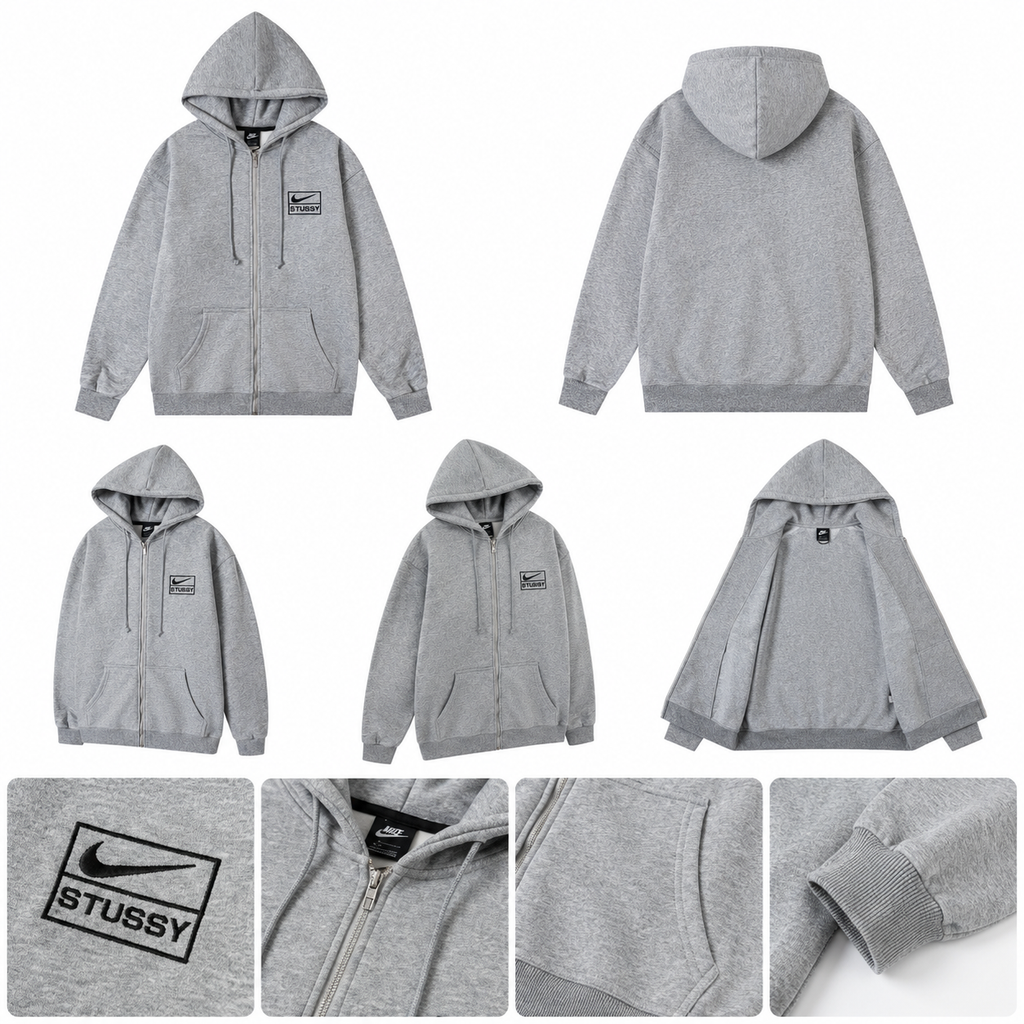 Stussy co-branded grey hoodie