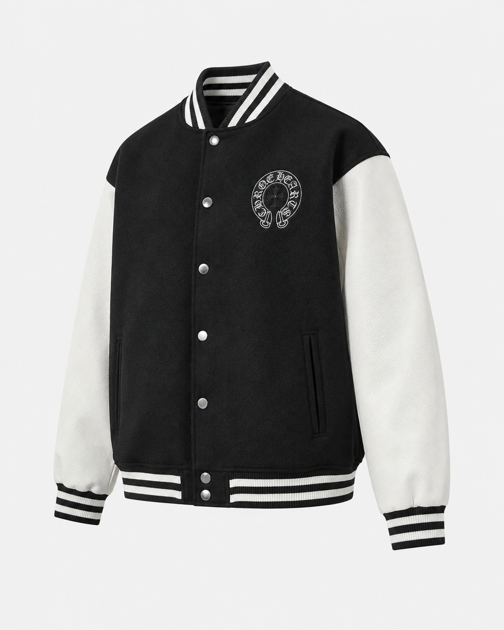 Chrome Hearts Cross Black and White Baseball Jacket