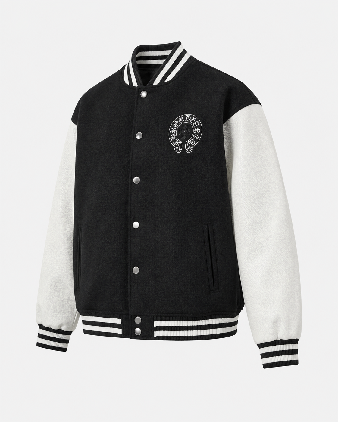 Chrome Hearts Cross Black and White Baseball Jacket