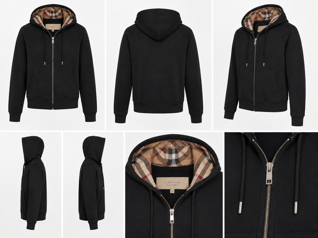 Burberry checkered hooded black sweatshirt