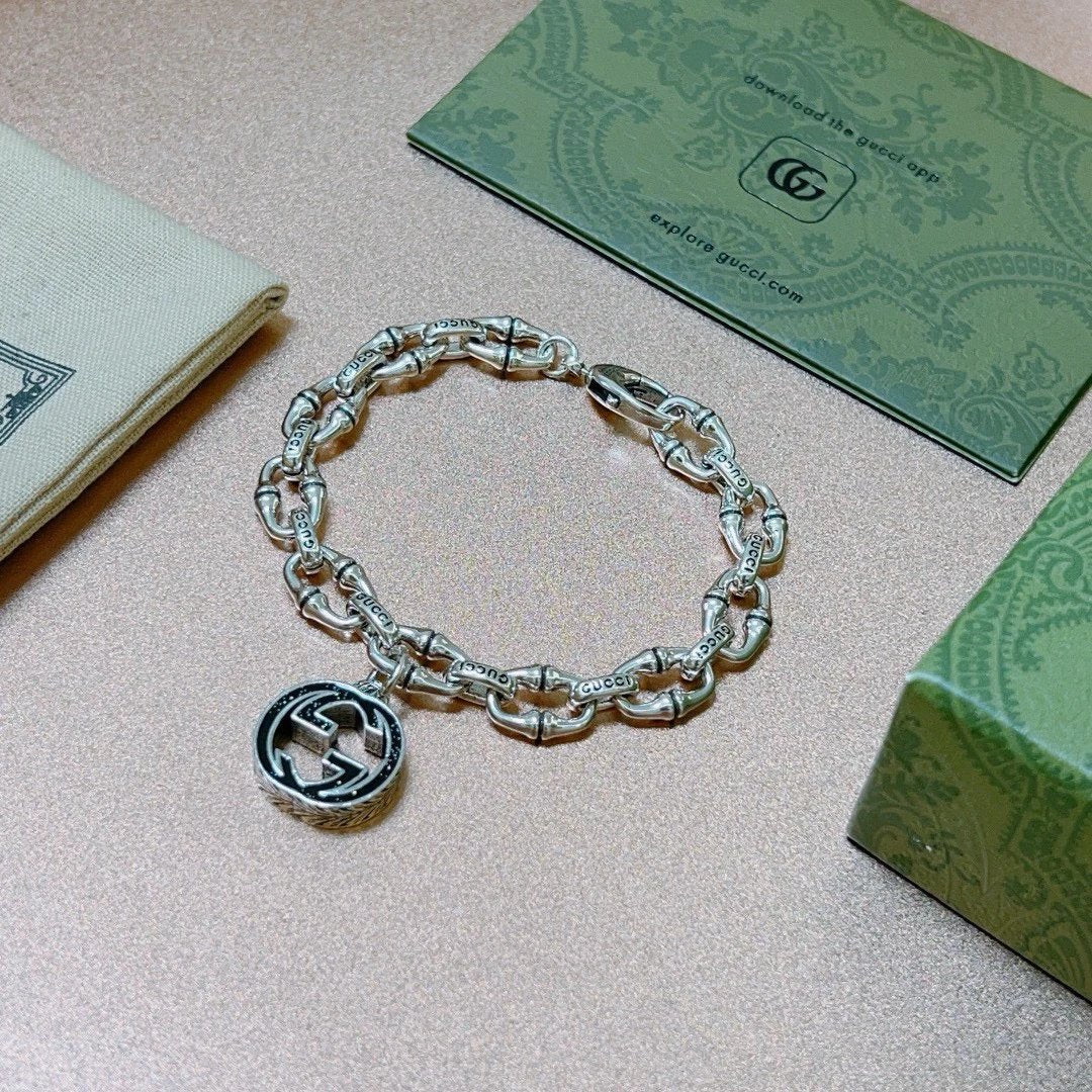 Gucci Double G Logo Silver Bracelet