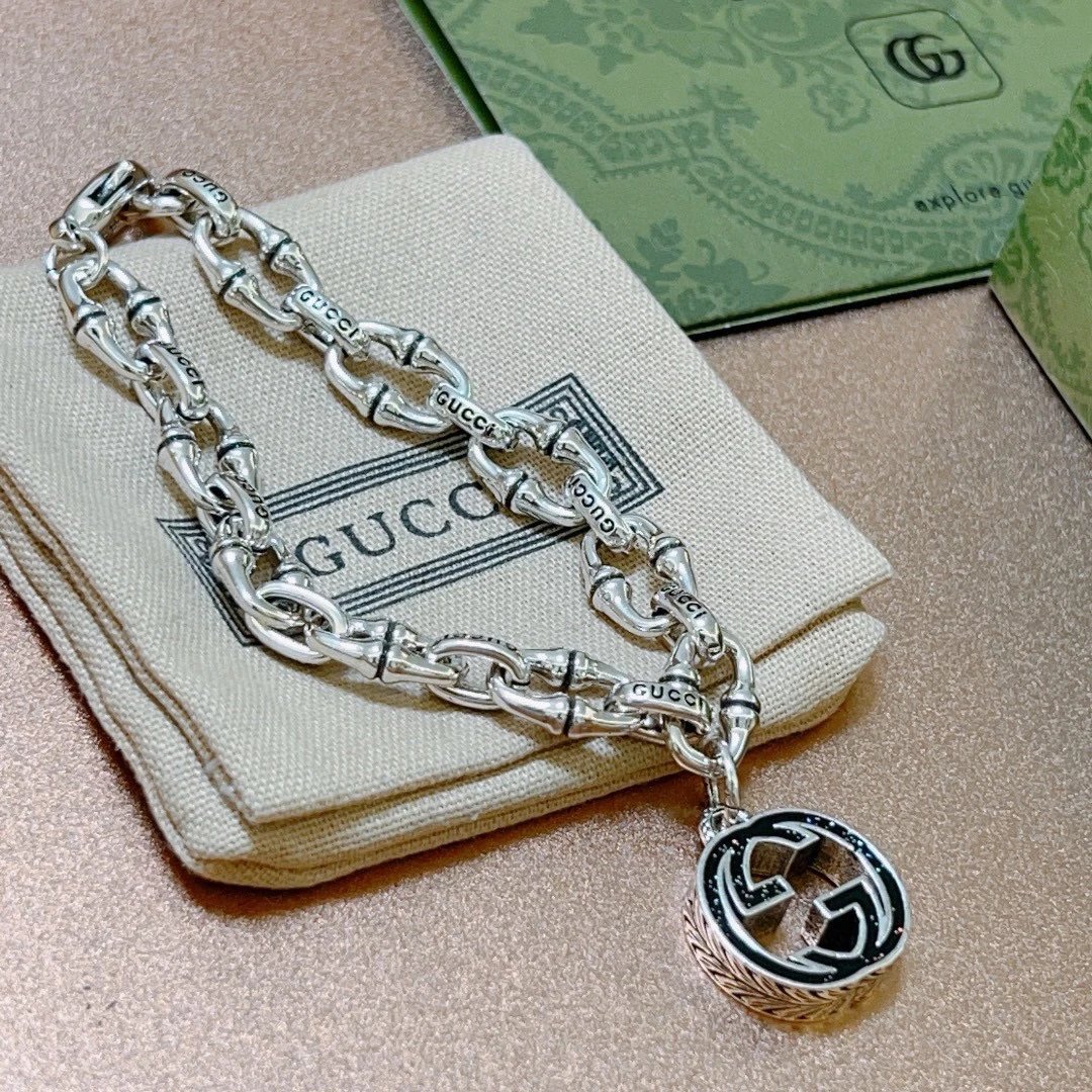 Gucci Double G Logo Silver Bracelet
