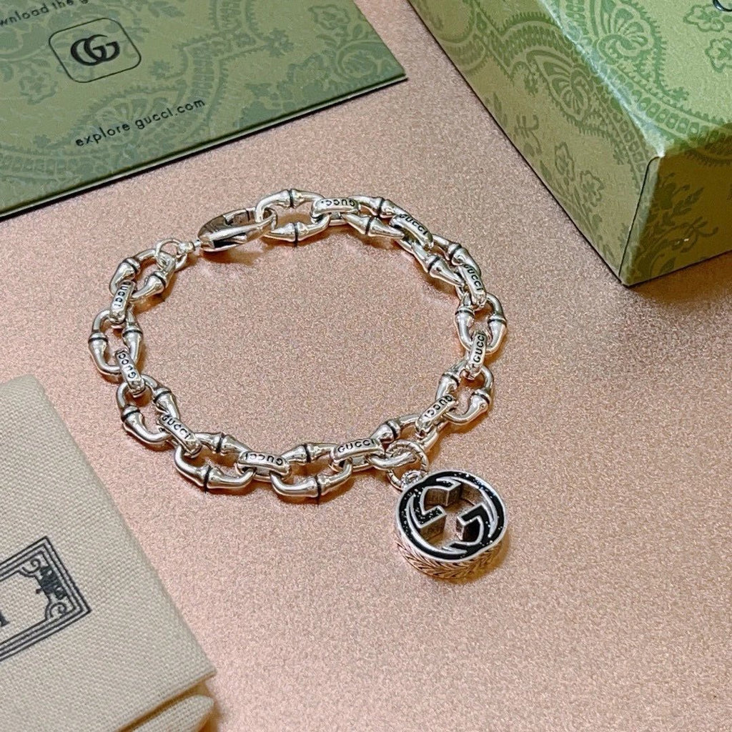 Gucci Double G Logo Silver Bracelet