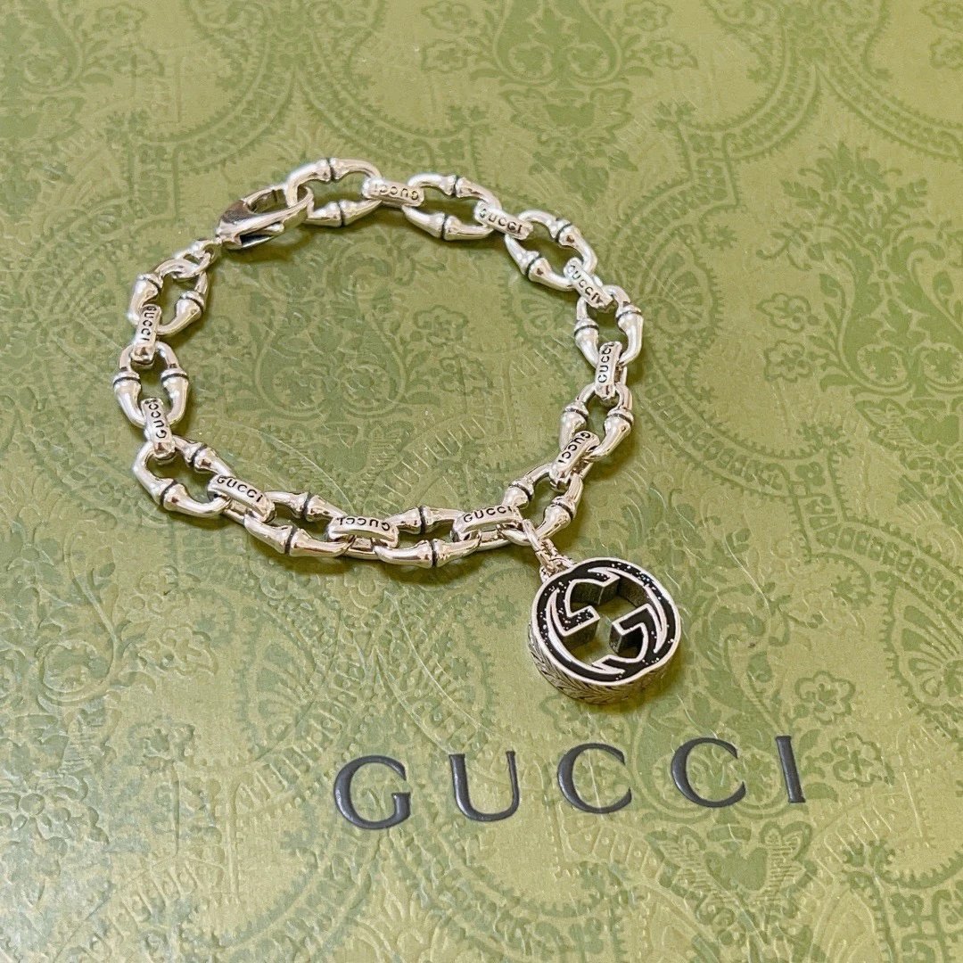 Gucci Double G Logo Silver Bracelet