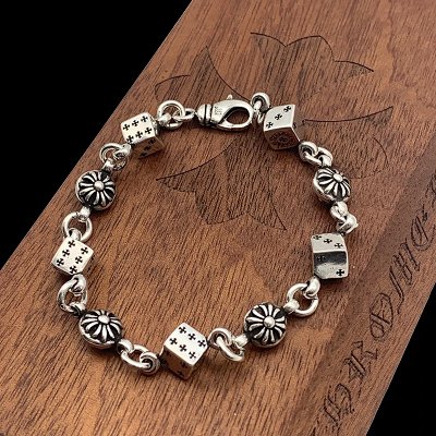Chrome Hearts Dice Retro Style Silver Bracelet