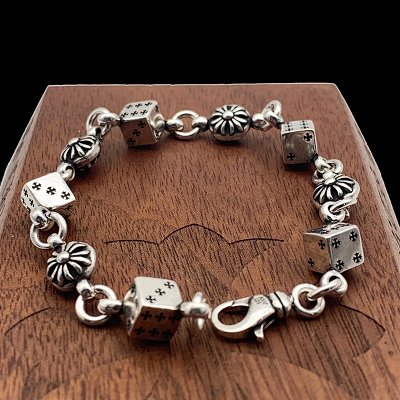 Chrome Hearts Dice Retro Style Silver Bracelet