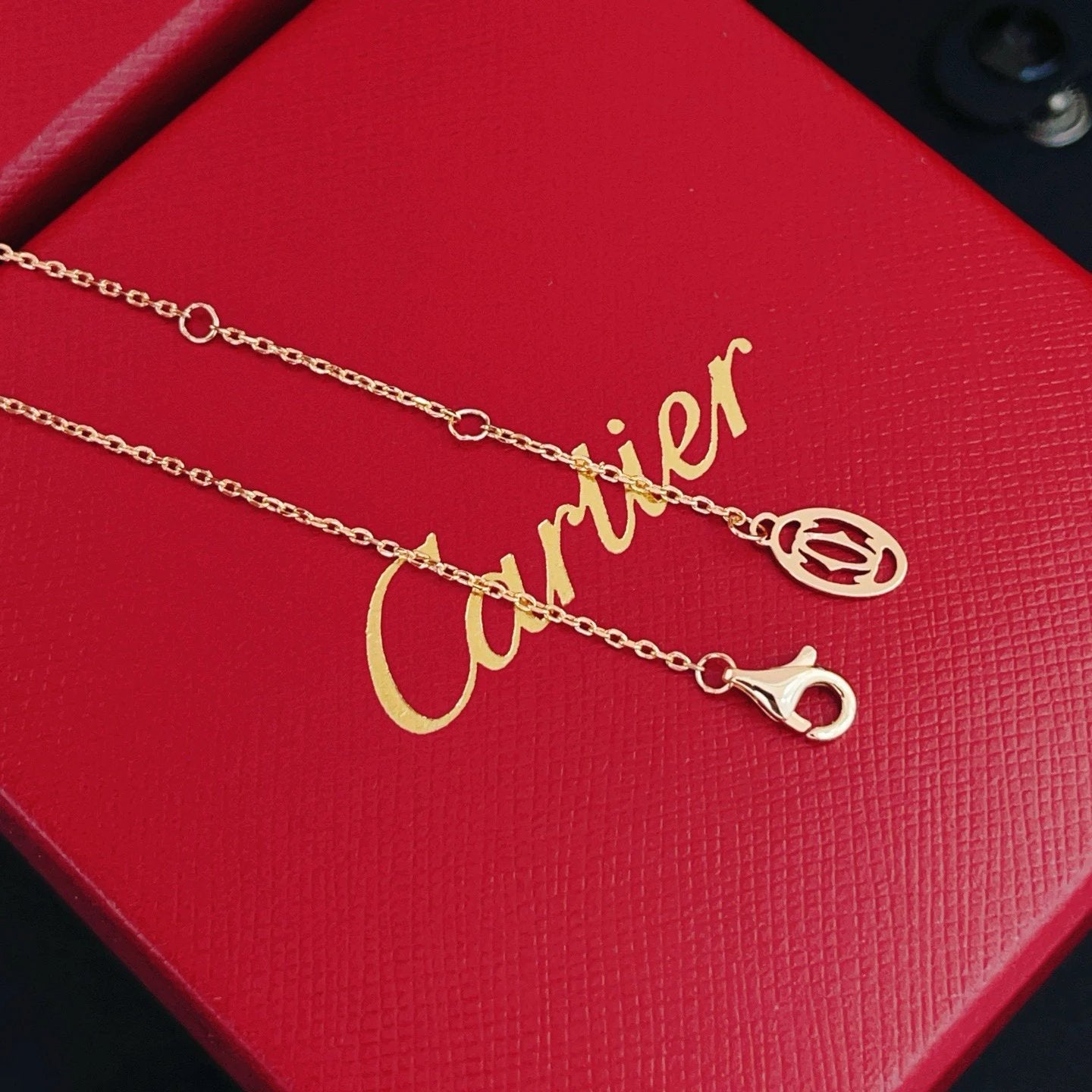 Cartier Double Ring Diamond-set Rose Gold Necklace