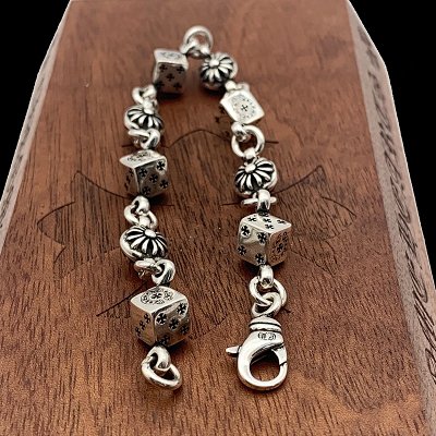 Chrome Hearts Dice Retro Style Silver Bracelet
