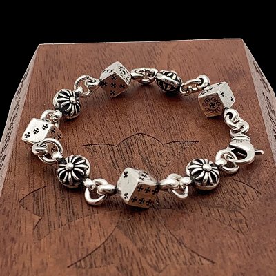Chrome Hearts Dice Retro Style Silver Bracelet