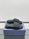 Dior Monogram Light Luxury Style Black Slide Sandals