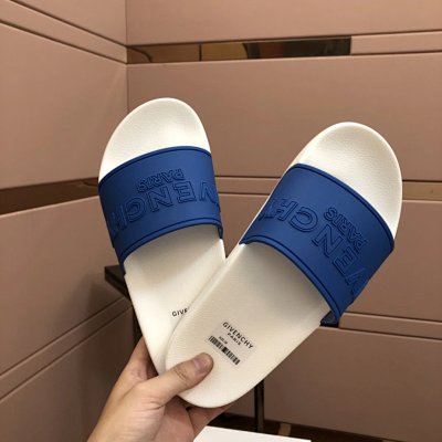 Givenchy Letter-Embossed Casual Blue and White Slippers