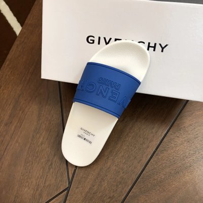Givenchy Letter-Embossed Casual Blue and White Slippers