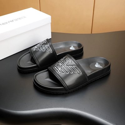 Armani Eagle Logo Casual Style Men's Black Slides