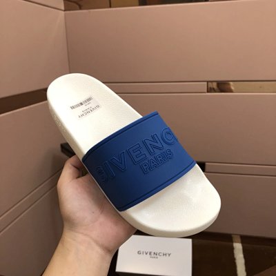 Givenchy Letter-Embossed Casual Blue and White Slippers