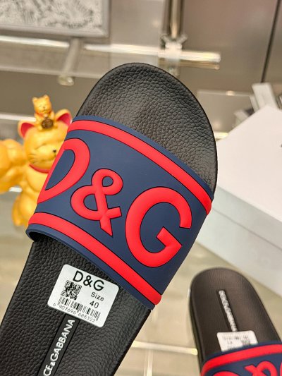 D&G DG Classic Trendy Brand Blue-Red Color-block Slides