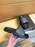 Fendi Double F Monogram Vintage Black and Grey Slippers