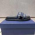 Dior Oblique Casual Style Blue and Black Slides