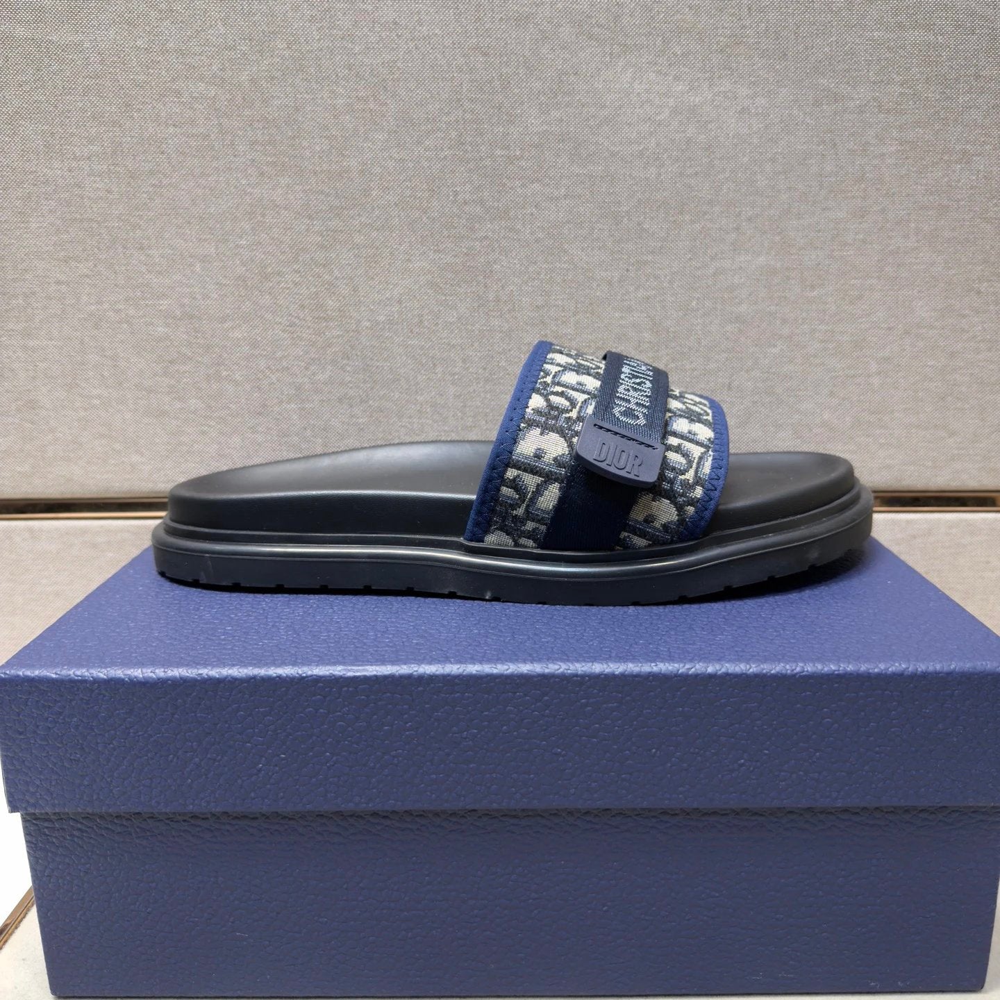 Dior Oblique Casual Style Blue and Black Slides
