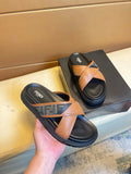Fendi FF Monogram Casual Style Brown Slides