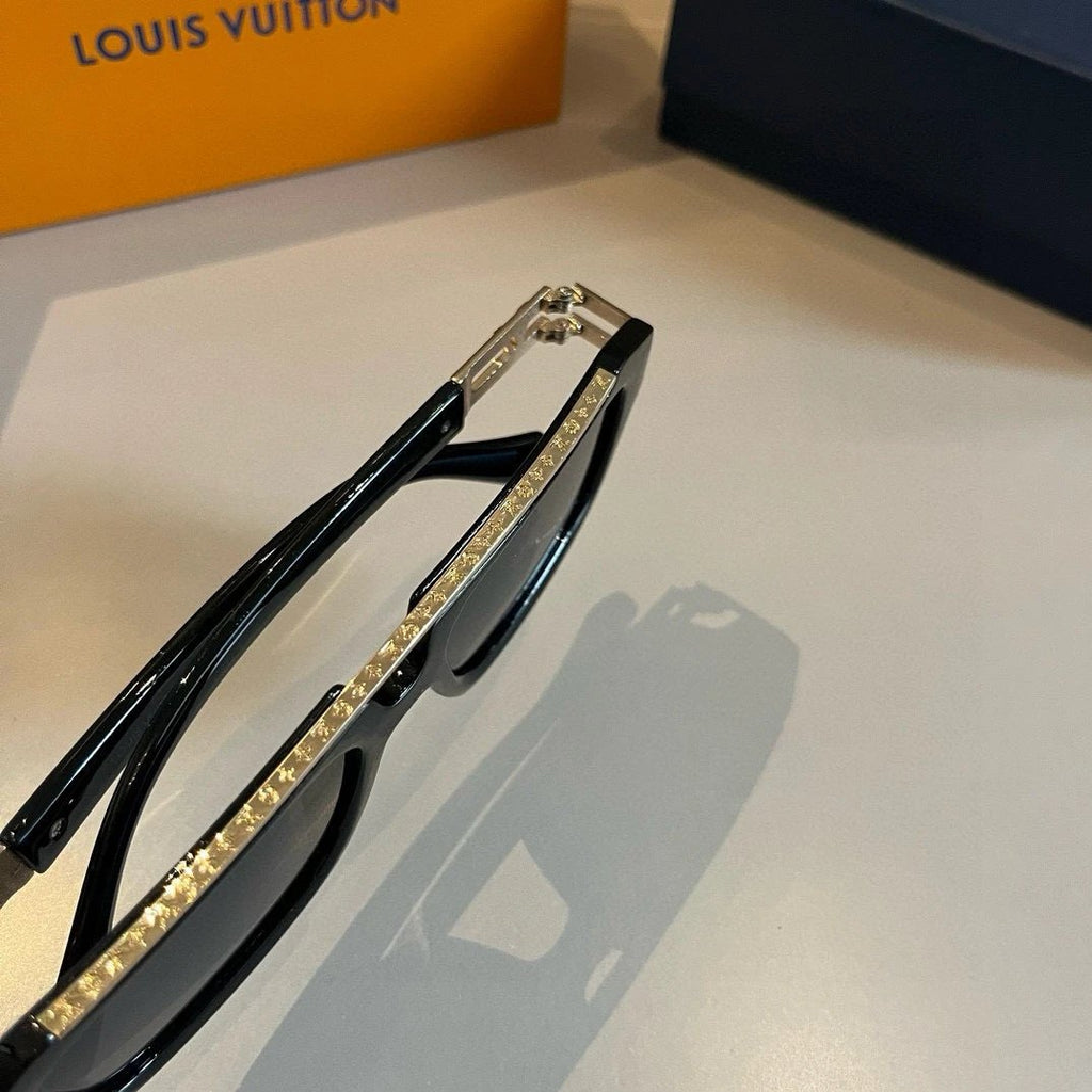Louis Vuitton black sunglasses with metal and diamond inlay