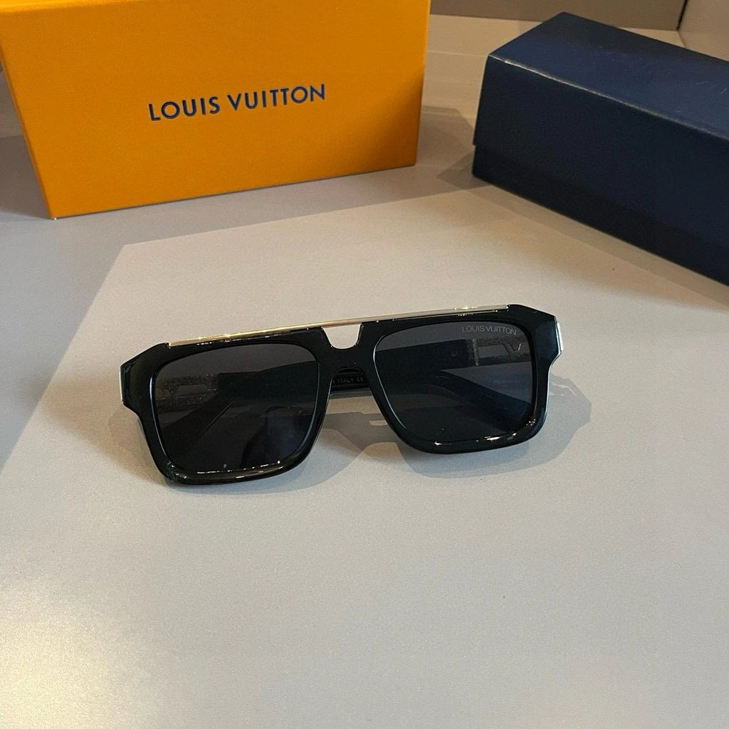 Louis Vuitton black sunglasses with metal and diamond inlay