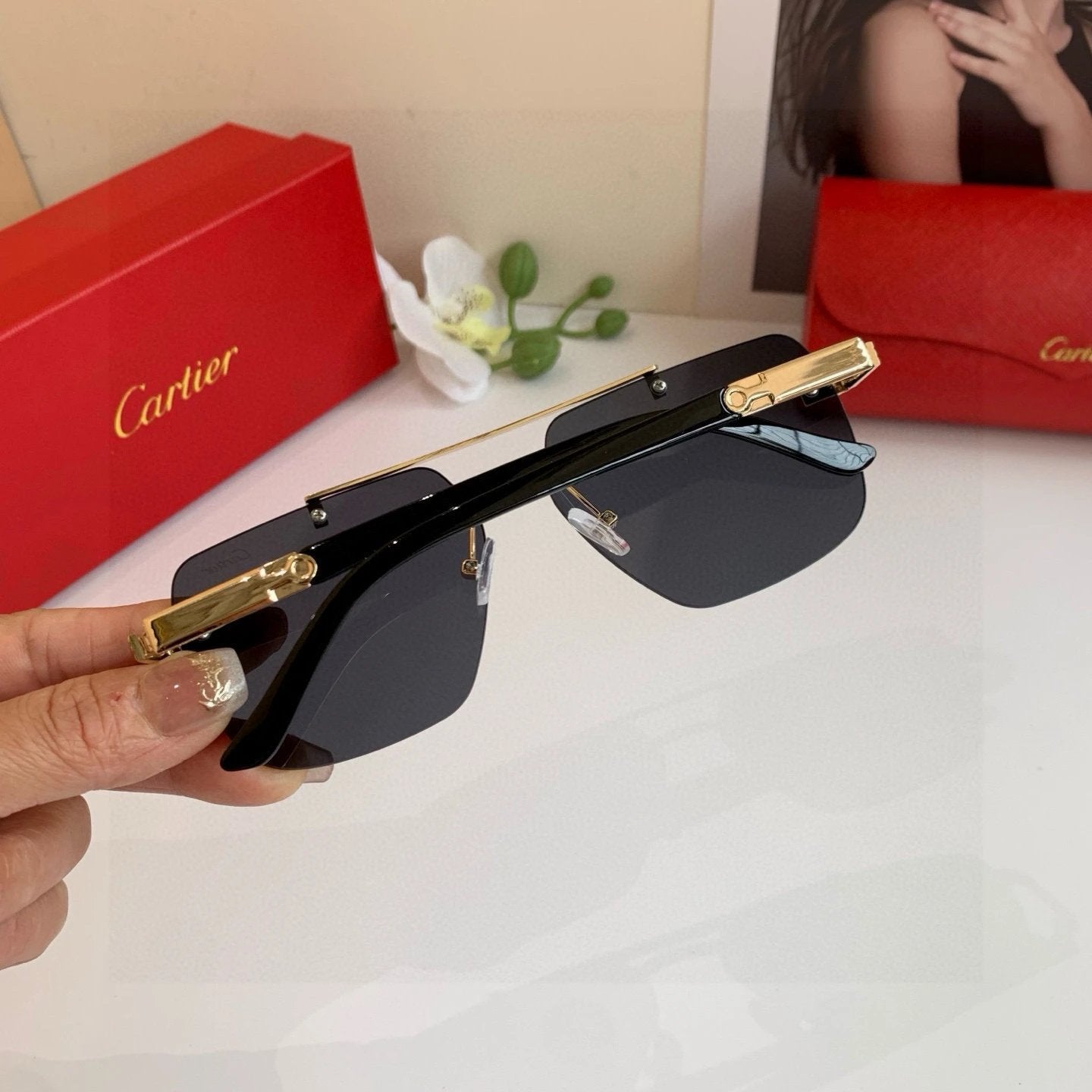 Cartier Trendy Cool Black Gold Sunglasses