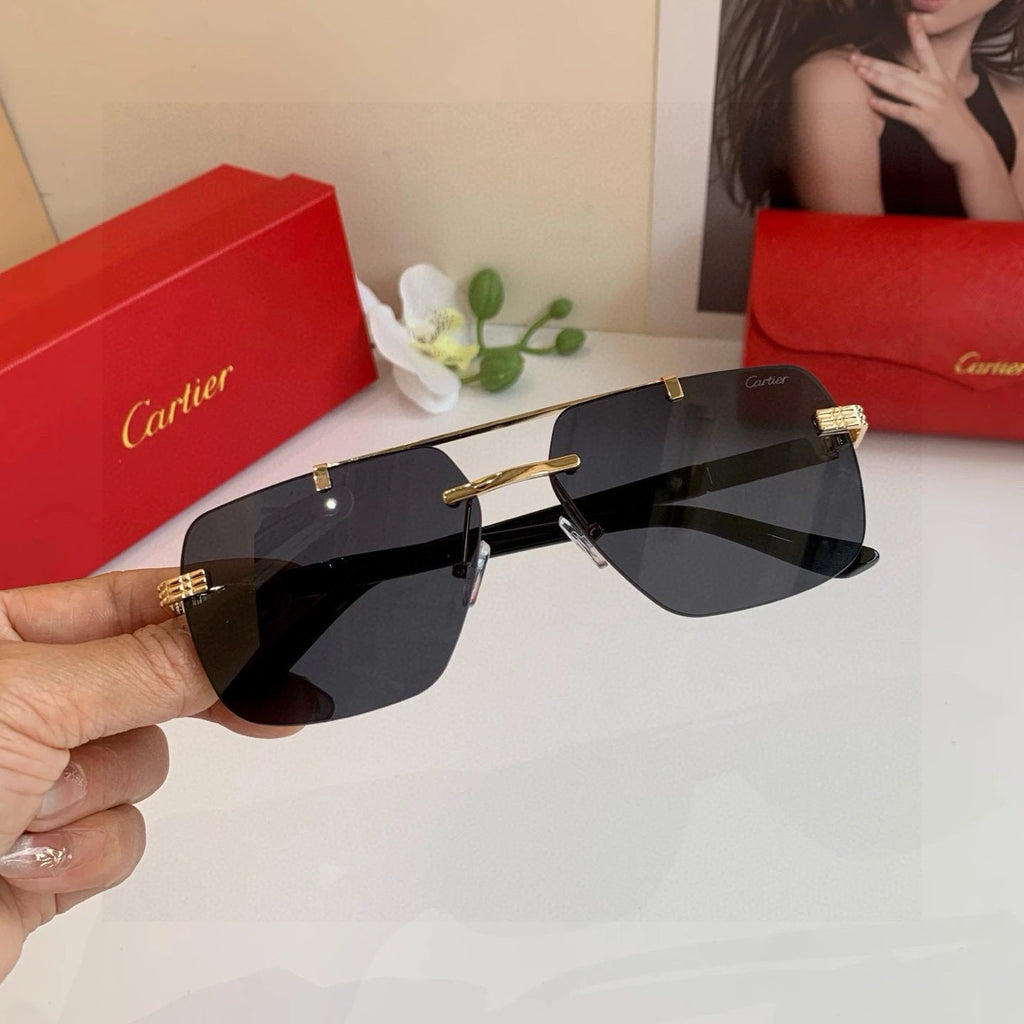 Cartier Trendy Cool Black Gold Sunglasses