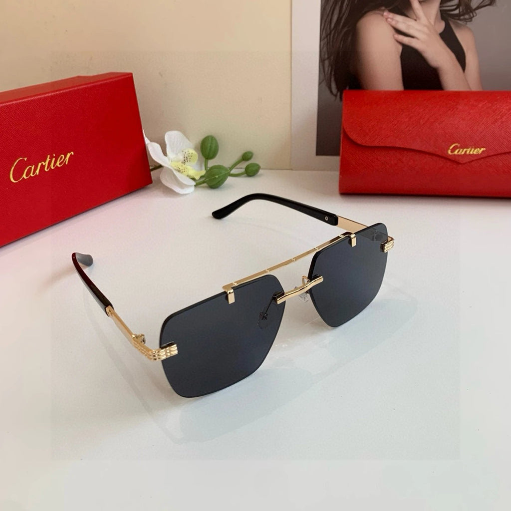 Cartier Trendy Cool Black Gold Sunglasses