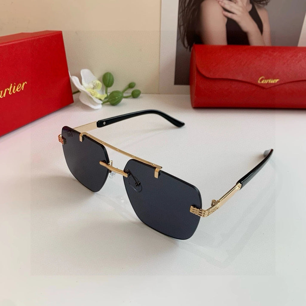 Cartier Trendy Cool Black Gold Sunglasses