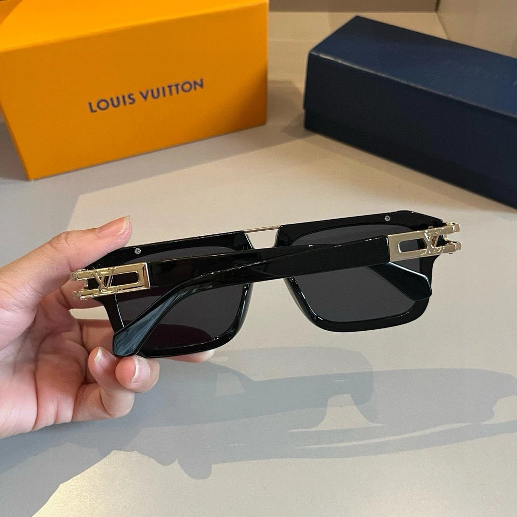 Louis Vuitton black sunglasses with metal and diamond inlay