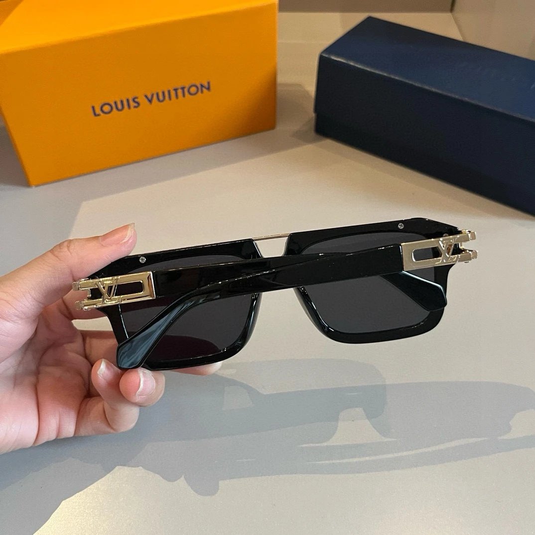 Louis Vuitton black sunglasses with metal and diamond inlay